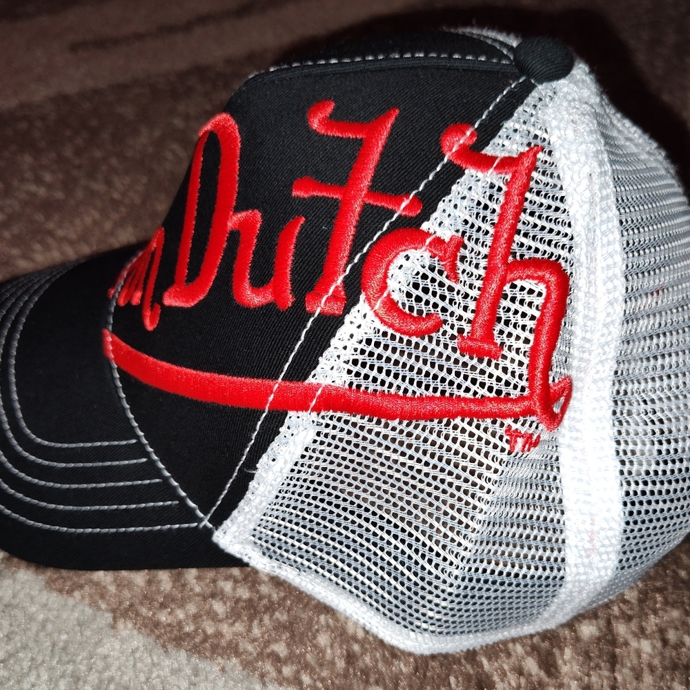 Von Dutch Black and White Trucker Cap with Red Embroidery - Picture 3 of 6
